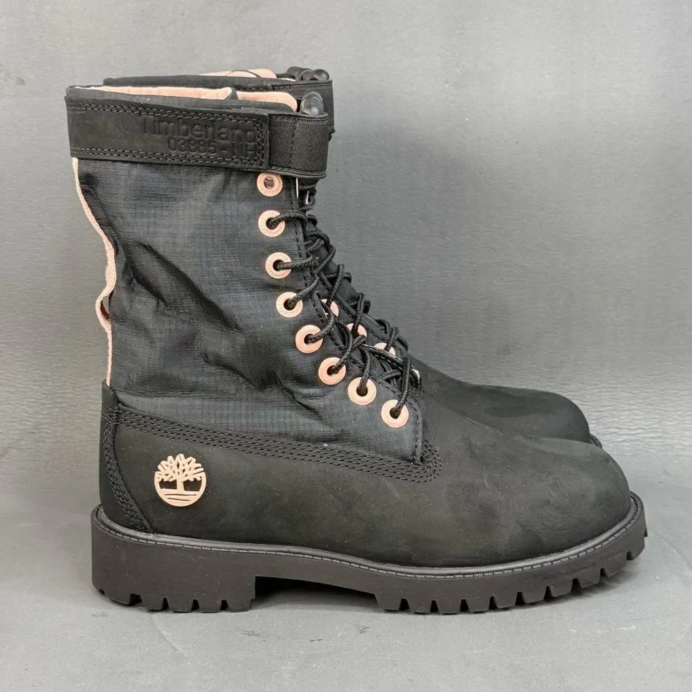 Timberland Boots Gaiter Combat Mid Calf Black Leather Lace youth girls size 3.5